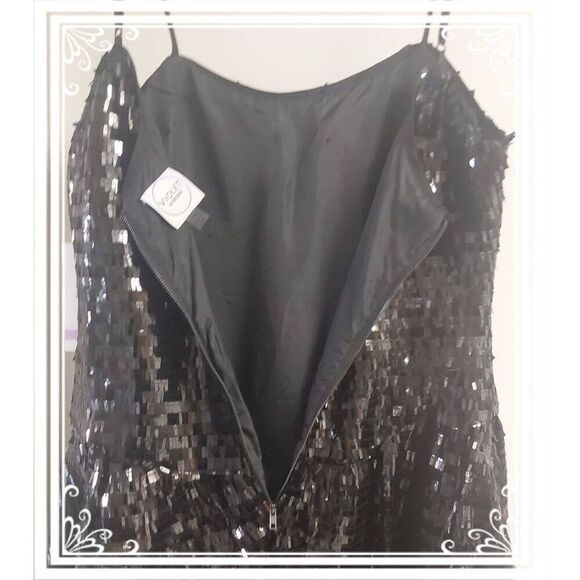 NWT~VIOLET WEEKEND Black Sequin Bubble Hem Fit & Flare Dress Sz 11/12 - Picture 5 of 8